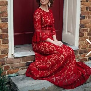 Red Lace Maxi Dress